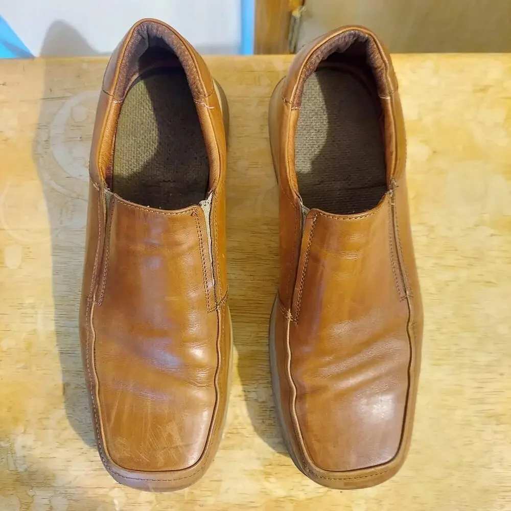 Bacco Bucci Men's US 10.5 Italian Brown Leather Casual Slip On Loafer Shoes